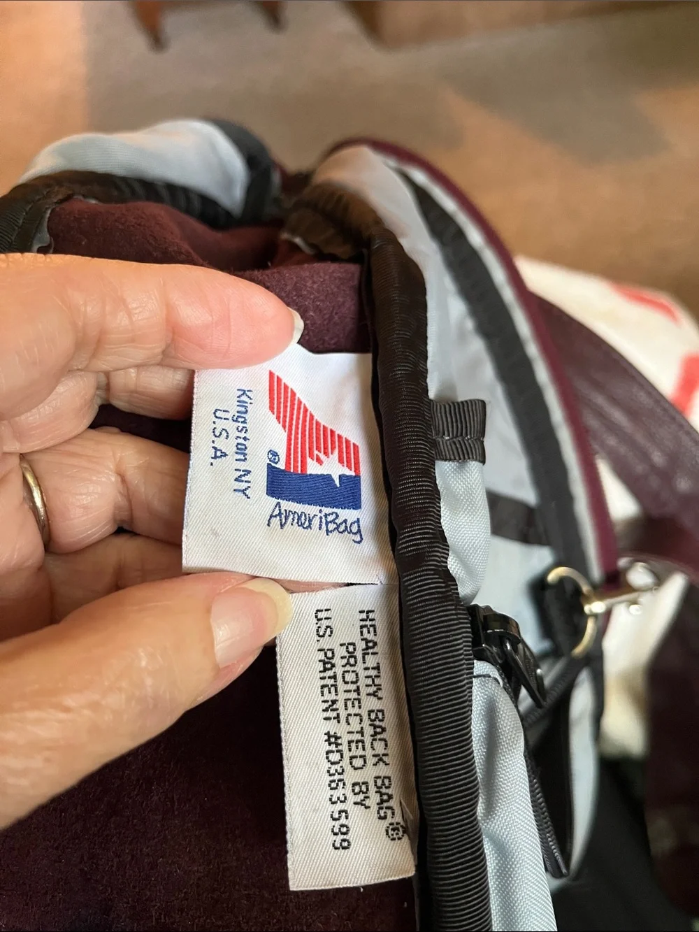 Vintage AmeriBag Healthy Back Bag  tear-drop shape leather.